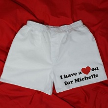 I Have A Heart On Mens White Personalized Boxer Shorts
