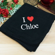 Embroidered I Love You Romantic Fleece Throw Blankets