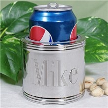 Engraved 5-Line Silver-Plated Can Cooler Koozies