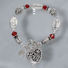 Engraved Grandma Heart Bracelets