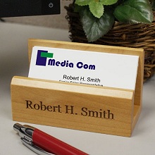 Personalized Maple Desktop Business Card Holders
