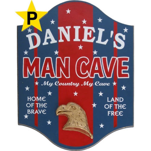 Man Cave Personalized Patriotic Wood Sign