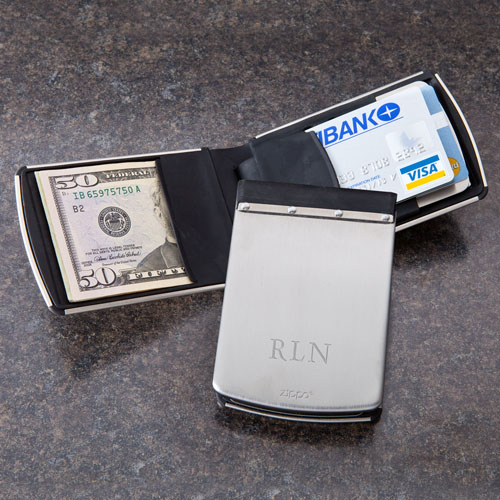 Engraved Zippo Stainless Steel Money Clip Wallet