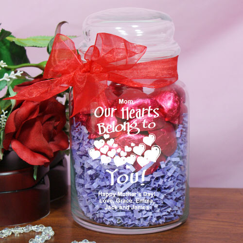 Our Hearts Belong To Engraved Glass Treat Jar