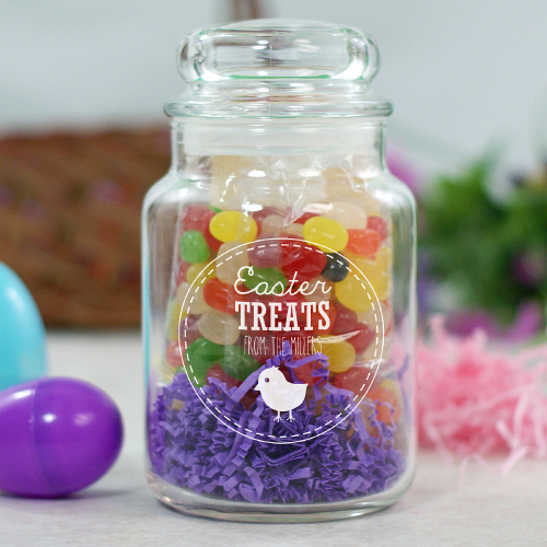 Engraved Easter Treats Glass Candy Jar