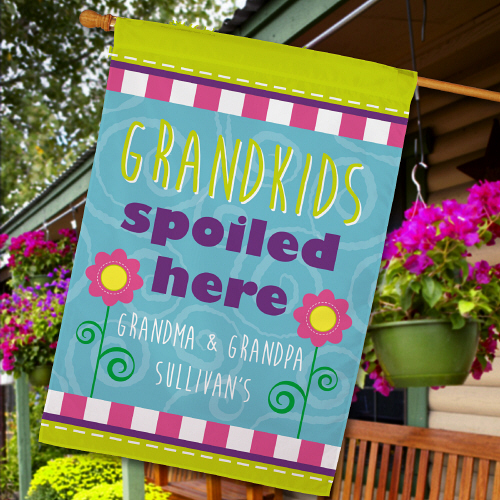 Personalized Grandchildren Spoiled Here House Flags