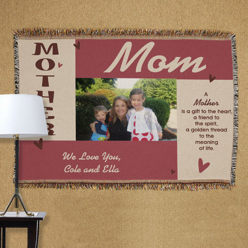 Personalized Mother Photo Tapestry Throw Blankets