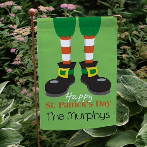 Personalized Happy St. Patrick's Day Leprechaun Garden Flags