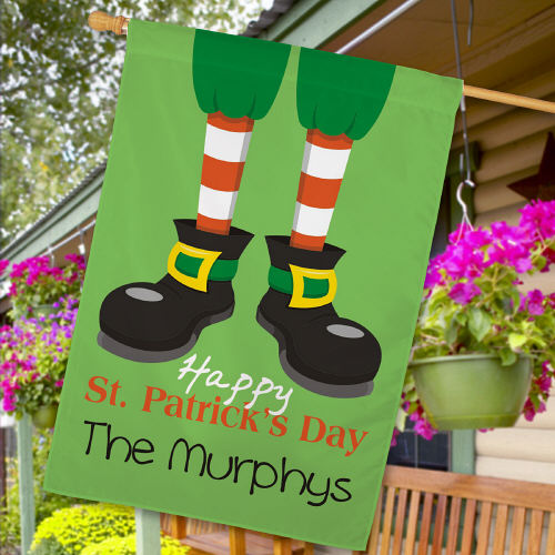 Personalized Happy St. Patrick's Day Leprechaun House Flags
