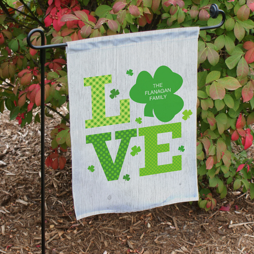 Shamrock Love Personalized Irish Garden Flags