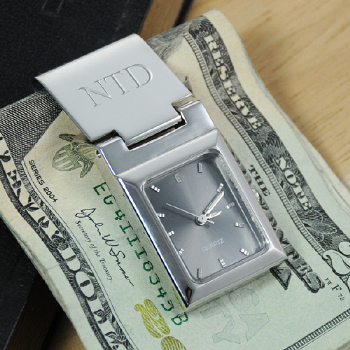 Personalized Graphite Face Watch Money Clips