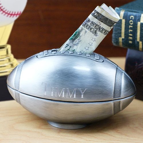Engraved Pewter Football Coin Banks