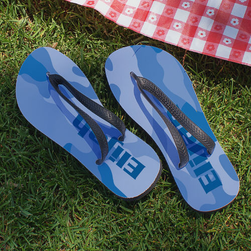 Personalized Blue Camo Flip Flops