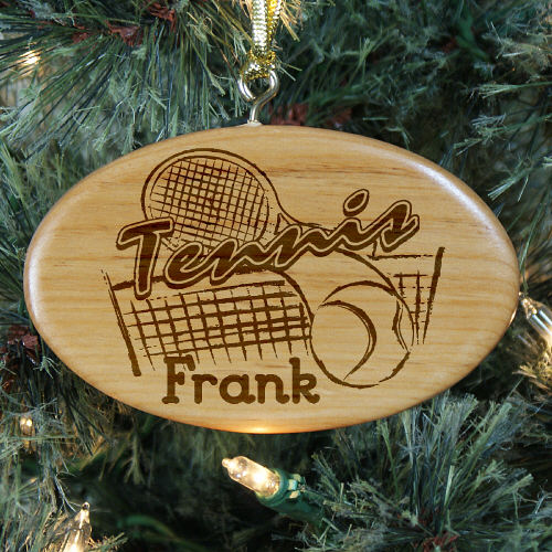 Engraved Tennis Wooden Oval Ornaments