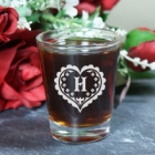 Engraved Heart Initial Shot Glass
