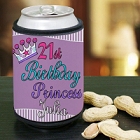 21st Birthday Personalized Princess Can Wrap Koozies