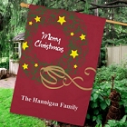 Personalized Christmas Wreath House Flags