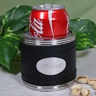 Black Leather Personalized Can Cooler