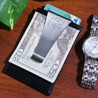Engraved Leather Money Clip and Card Holder