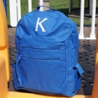 Personalized Blue Embroidered Initial Backpacks