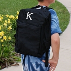 Personalized Black Embroidered Initial Backpacks