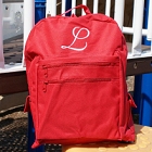 Personalized Red Embroidered Initial Backpacks