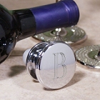 Engraved Initial Silver Wine Stopper