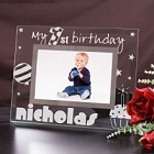 Baby First Birthday Engraved Glass Picture Frame