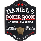 Poker Room Personalized Black Wood Sign