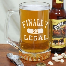 Finally Legal Engraved 21st Birthday Glass Beer Mugs