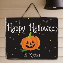 Happy Halloween Welcome Personalized Slate Plaques