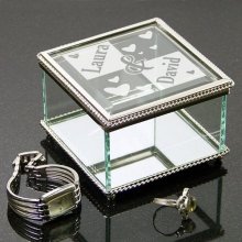 Couples Engraved Glass Jewelry Box