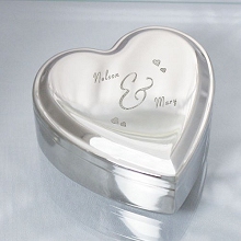 Engraved Couples Silver Heart Jewelry Box