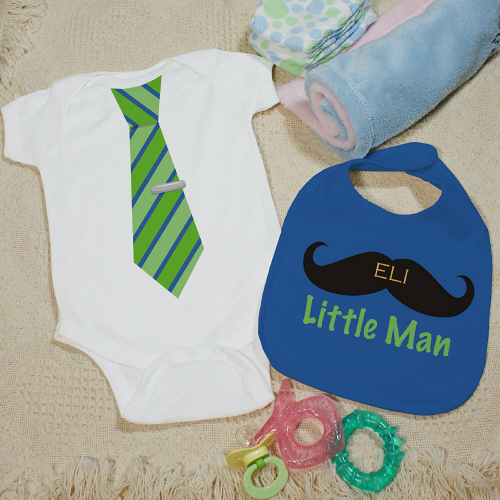 Little Man Personalized Creeper and Bib Gift Set