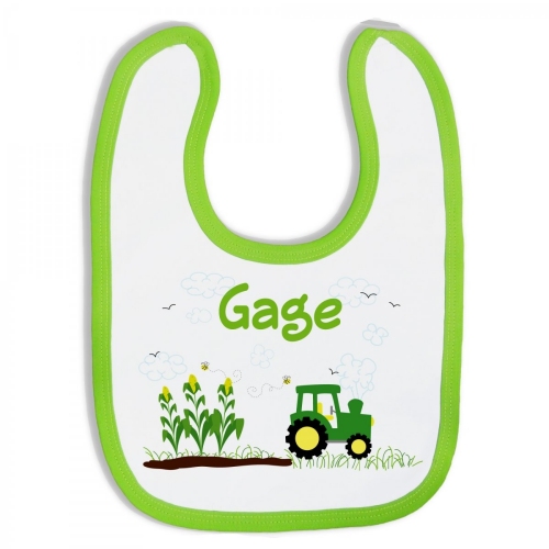 Personalized Tractor Cotton Baby Bibs