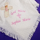 Embroidered God Bless Baby Girl Afghan
