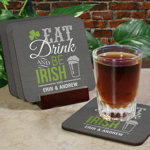 Personalized Irish Welcome Bar Coaster Sets