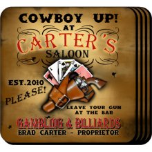Cowboy Saloon Personalized Beverage Coaster Set