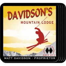 Ski Lodge Personalized Beverage Coaster Set