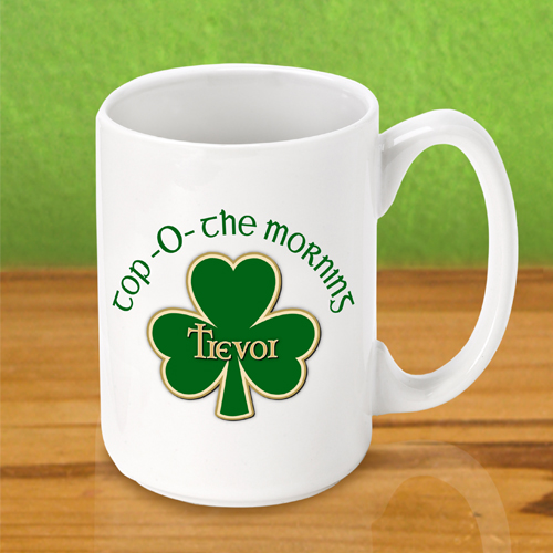 Irish Shamrock Personalized Irish Coffee Mugs