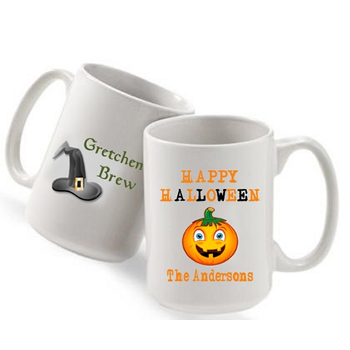 Witches Brew or Happy Pumpkin Personalized Halloween Mugs