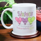 Heart Strings Personalized Sisters Coffee Mugs