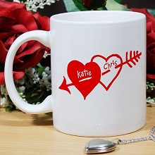 Interlocking Hearts Personalized Coffee Mugs
