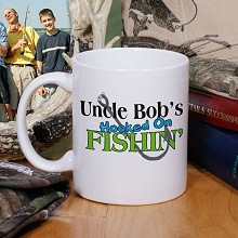 Hooked on Fishing Personalized Fishing Coffee Mugs