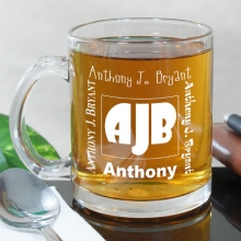 Engraved Initials Personalized Glass Mugs