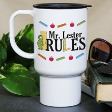 Personalized My Teacher Rules Travel Mugs