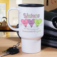 Personalized Sisters Heartstrings Travel Mugs