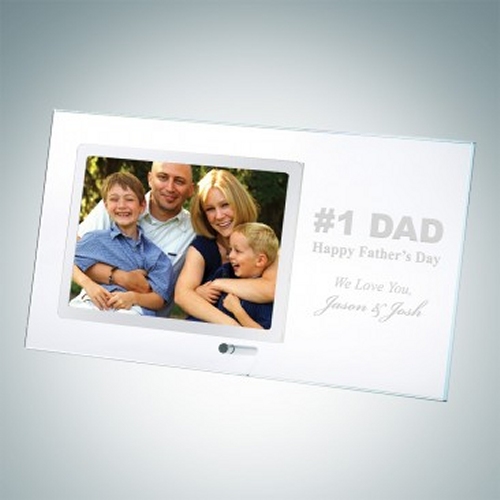 Horizontal Clear Glass Fathers Day Stainless Picture Frames with Silver Pole