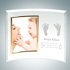 3 x 5 Curved Vertical Gold Engraved Jade Glass Baby Picture Frames