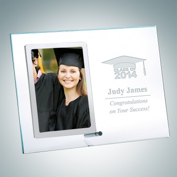 Engraved Clear Glass Graduation Vertical Stainless Photo Frames